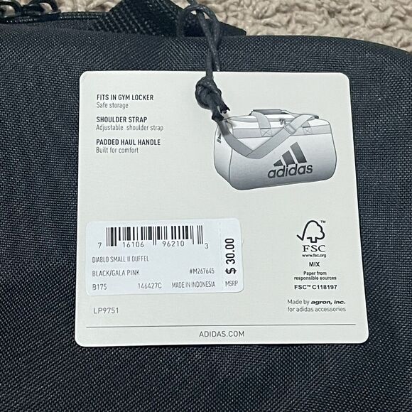 Adidas Duffel Bag Diablo II Small Cyan Magenta Inter Miami Shoulder Strap Zip Up - Picture 3 of 5
